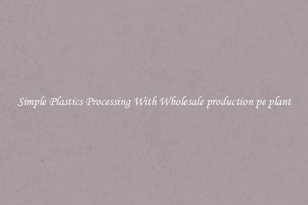 Simple Plastics Processing With Wholesale production pe plant