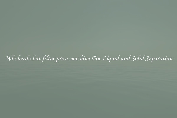 Wholesale hot filter press machine For Liquid and Solid Separation